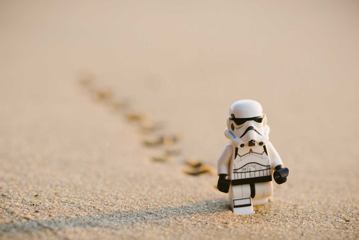 Photo of Storm Trooper walking in small steps, by Daniel Cheung found at Unsplash